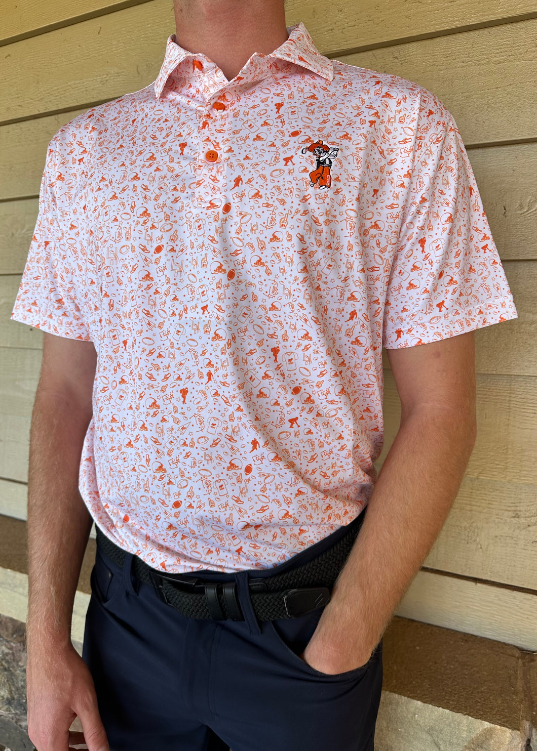 Horn Legend Football Print Polo